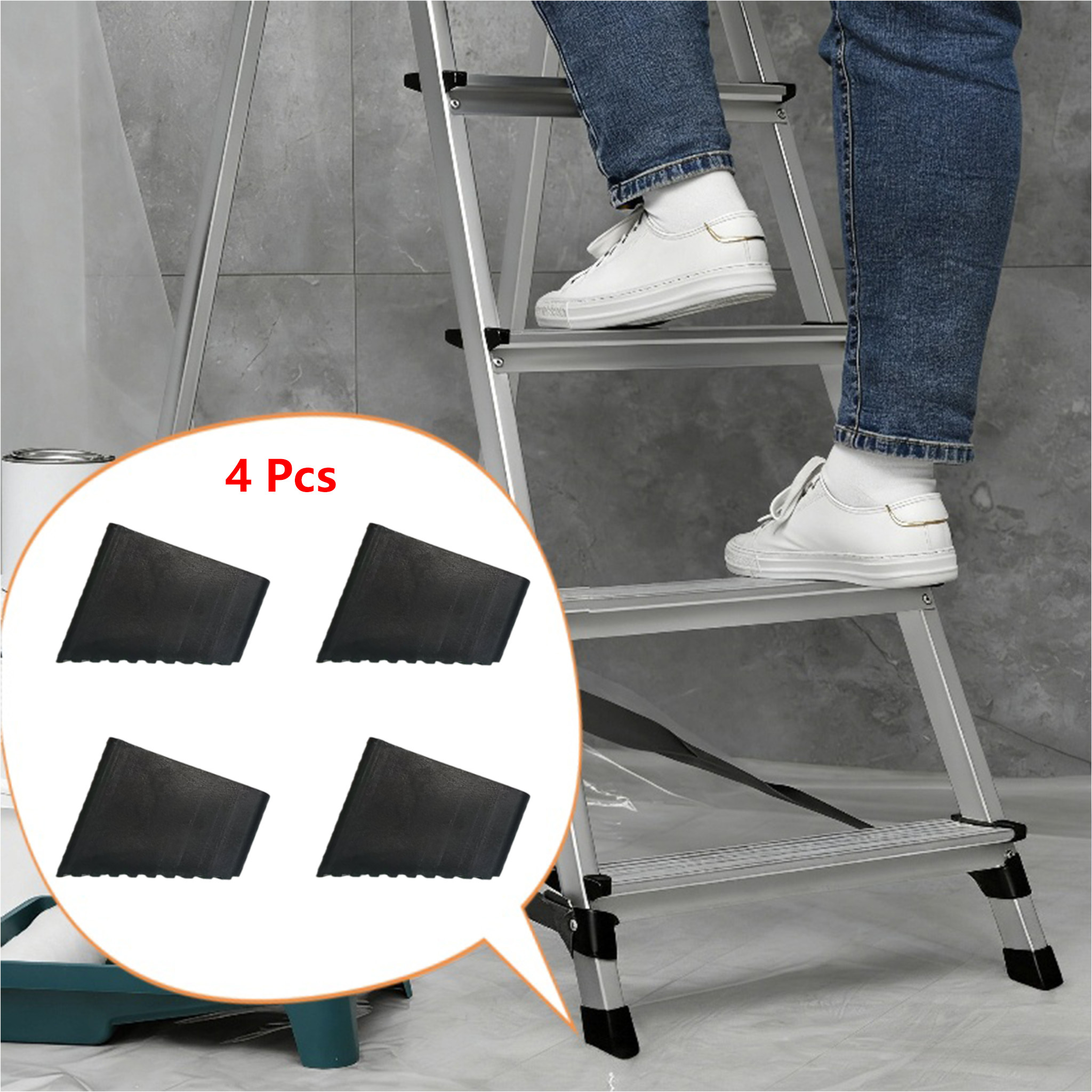 E-shop 4er-Set Hochleistungs-Anti-Rutsch-Leiterhocker-Füße 2026 Neue Einziehbare Leiter-Ersatz Anti-Rutsch-Kappen Robustes Plastik Anti-Rutsch-Design