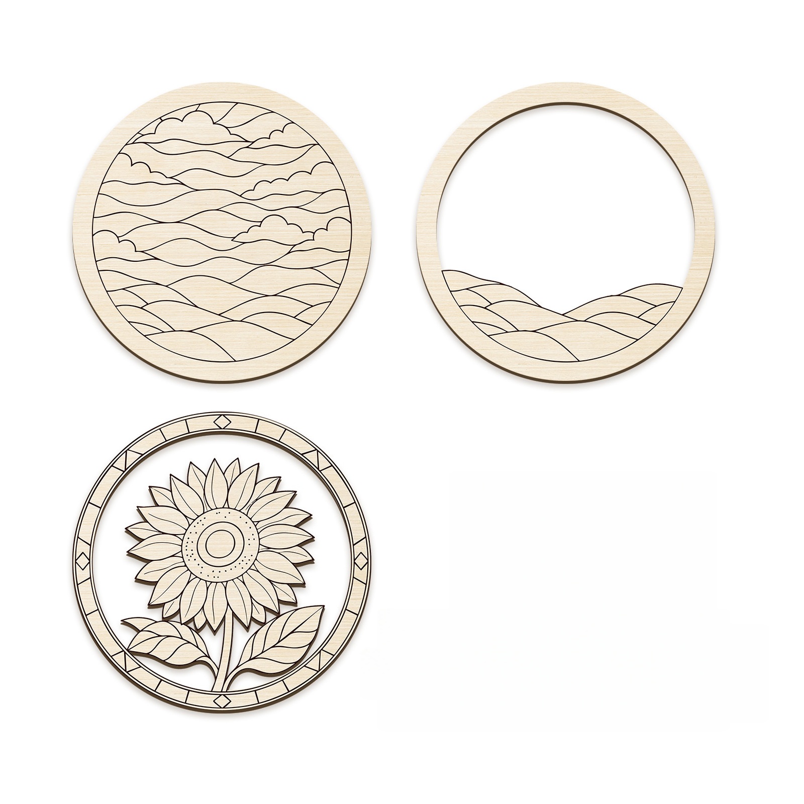 TEMU A Set Of 3-layer Wooden Art Kit, A Paintable Sunflower Woodworking Set, 2d Flat Floral Wall Decor, Creative Handmade Shelf Table Home Decoration