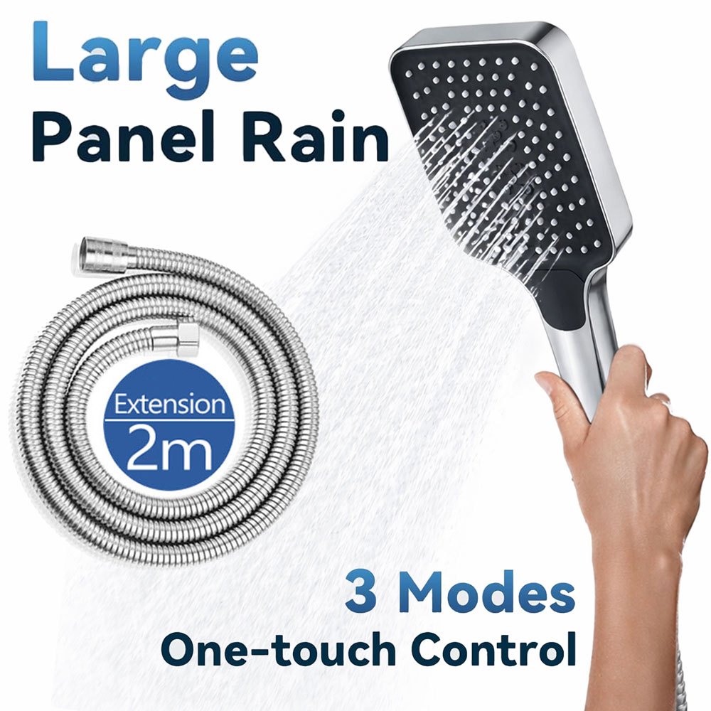 Extra Large 3-Mode Shower Head Kit with 2M Hose