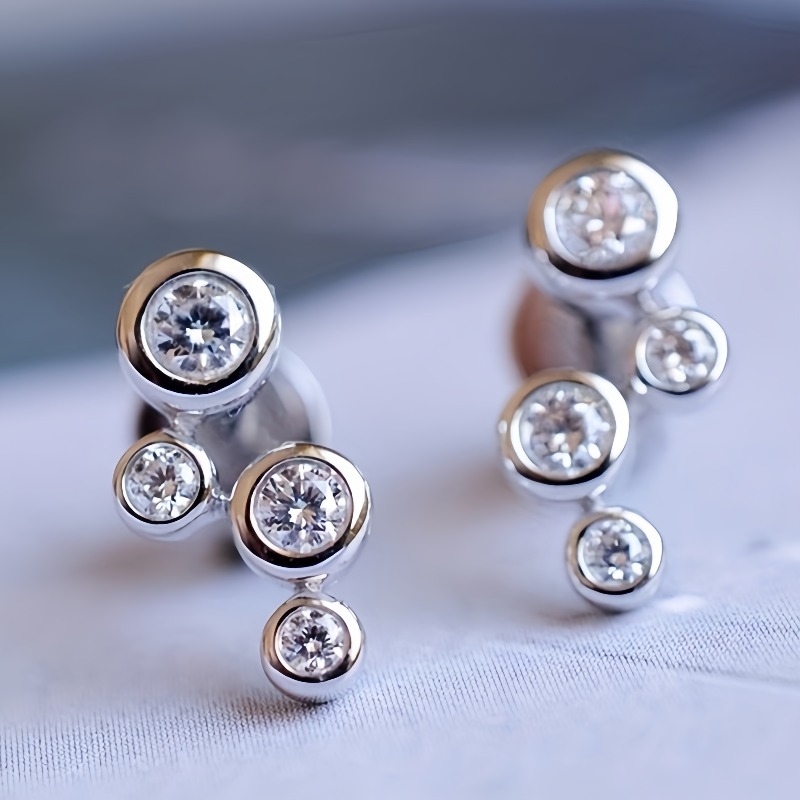 Image of Simple Personality Bubble Synthetic Zirconia Design Stud Earrings For Women Vacation Jewelry Accessory