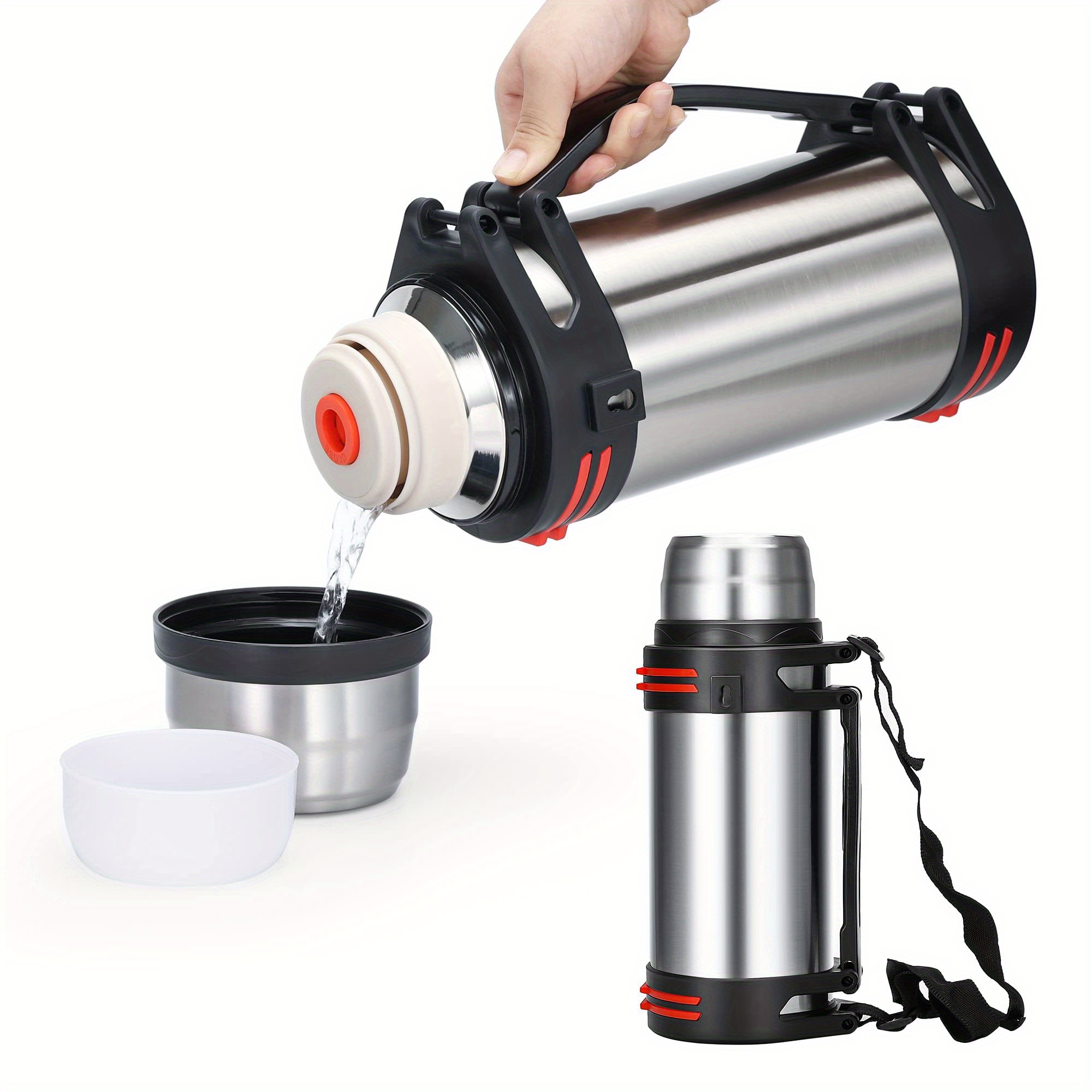 TEMU 3l Large Capacity Heavy-duty Stainless Vacuum Water Bottle - Leakproof Bottle With Handle, Carbonated Drink, Hot/cold For Camping,, Parties,,