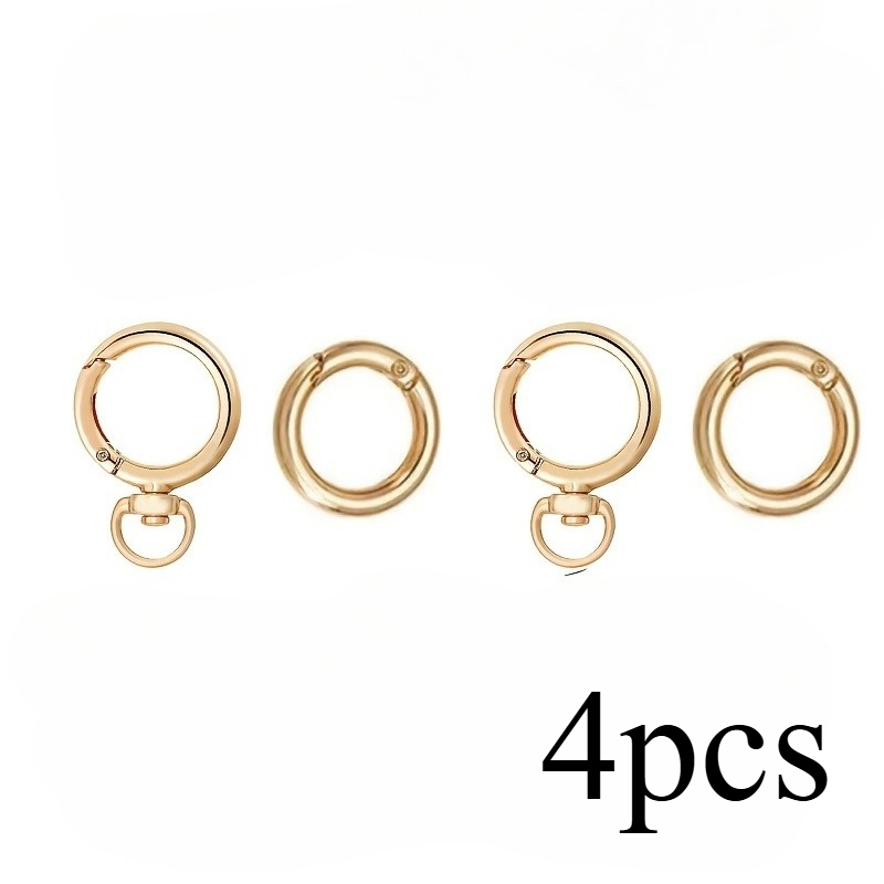 TEMU 4pcs de mousquetons ronds à ressort pour porte-clés, fermoirs pivotants en alliage de , disponibles en couleurs dorées et argentées,