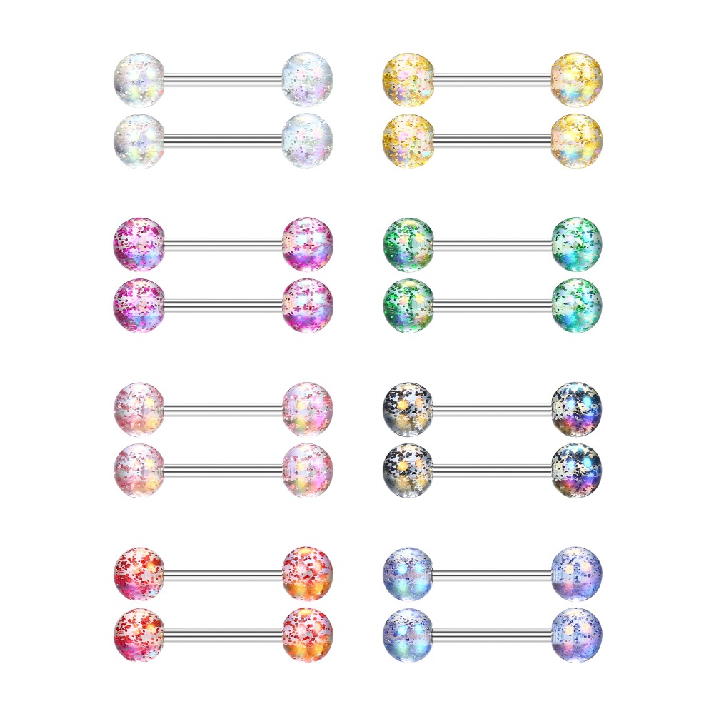 Image of 8 Pairs Tongue Bars Tongue Bar Hypoallergenic Surgical Steel Bars Piercing Jewellery Barbell Piercing Jewellery 12-18mm