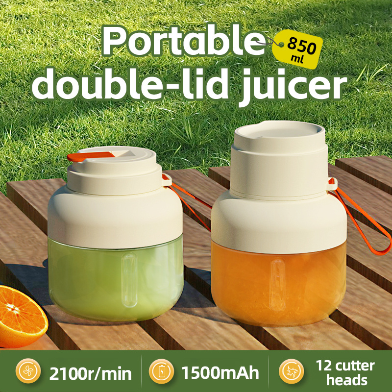 1pc portable multi functional juice mixer blender large capacity fruit and vegetable juicer ideal for home and outdoor use   click operation easy clean round polypropylene design with usb rechargeable lithium battery 1500mah for home and outdoor use details 7