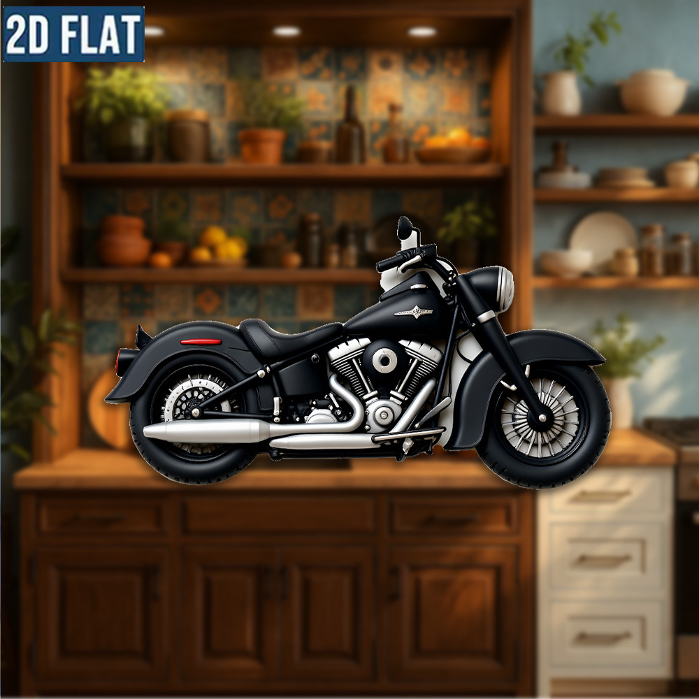 TEMU Vintage Motorcycle Fridge Magnet Suitable For Fridges, Durable Acrylic Retro Motorbike Decor With Rectangular Frame - Decoration, Office, Ideal