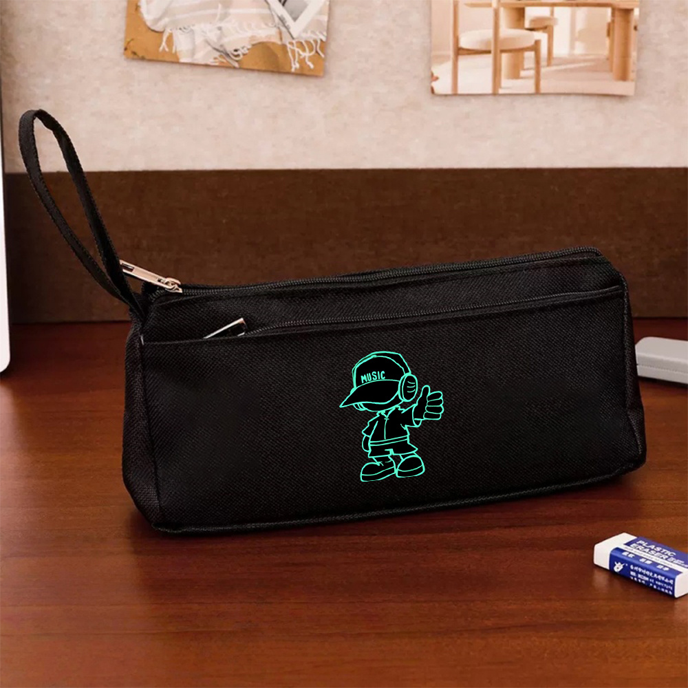 TEMU Trousse à crayons 1 pièce à motif tendance garçon DJ musicien, sac à stylos à imprimé, organisateur de papeterie portable pour étudiant