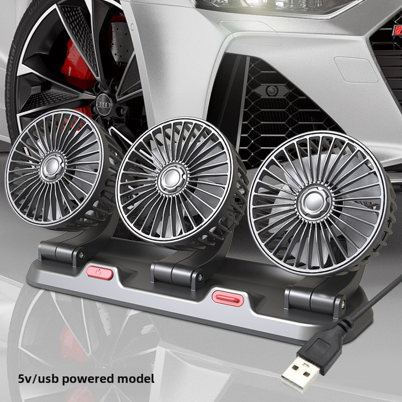 

3-head Usb Powered Car Vent Fan With Aromatherapy Diffuser - 2- Cooling & Air For Rvs, Car Air Freshener Vent Clip