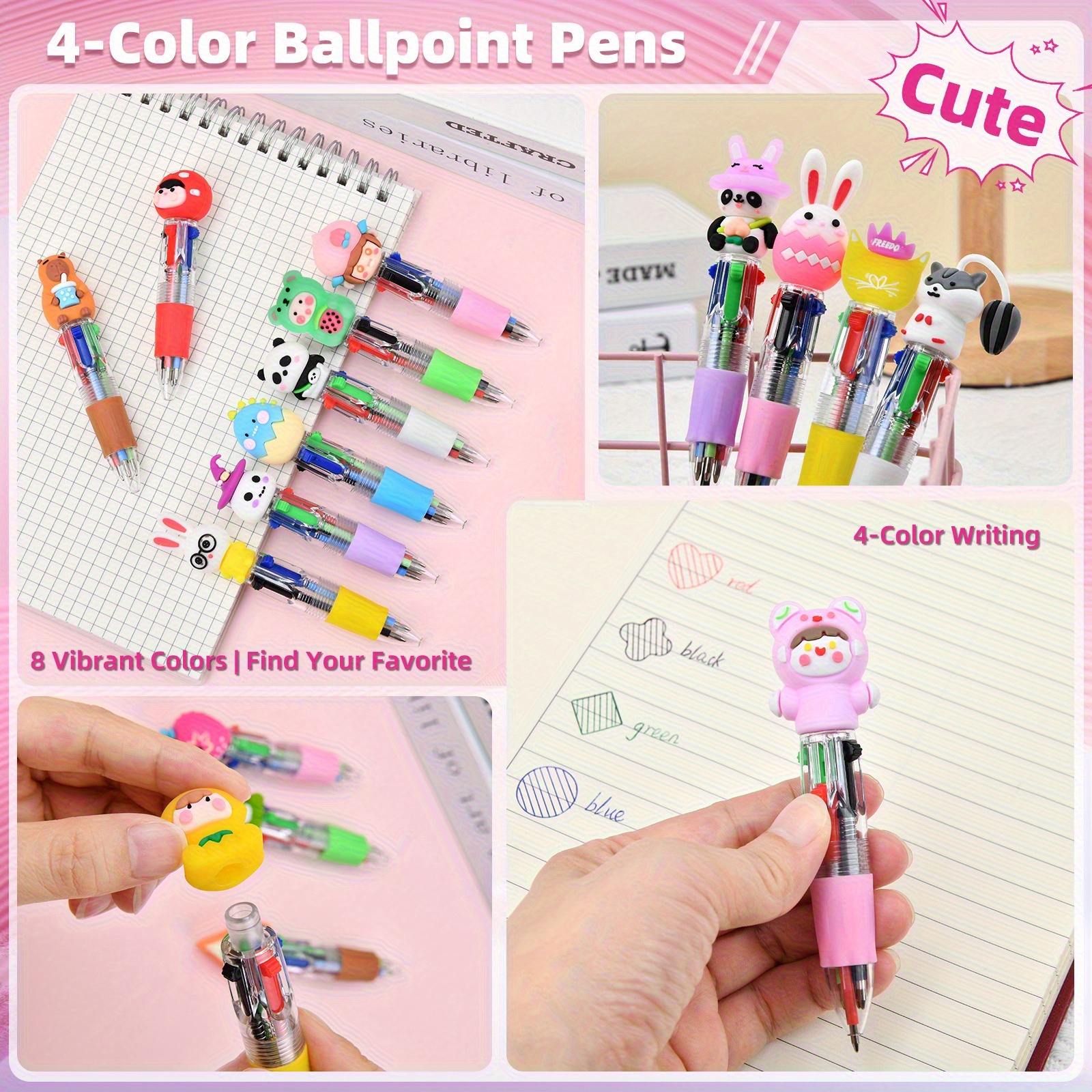 30pcs creative   color ballpoint pen set featuring adorable cartoon designs with retractable round tips   kids parties birthday gifts classroom prizes and school supplies Product details 4