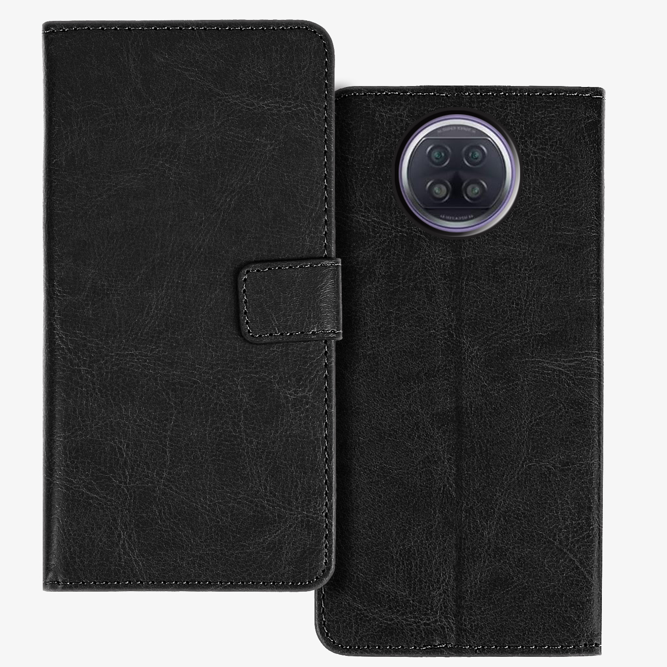 TEMU Phone Case - Protective Phone Case Cover For Xiaomi Redmi Note 9t In Black, Featuring A Kickstand And Faux Leather Card Slot
