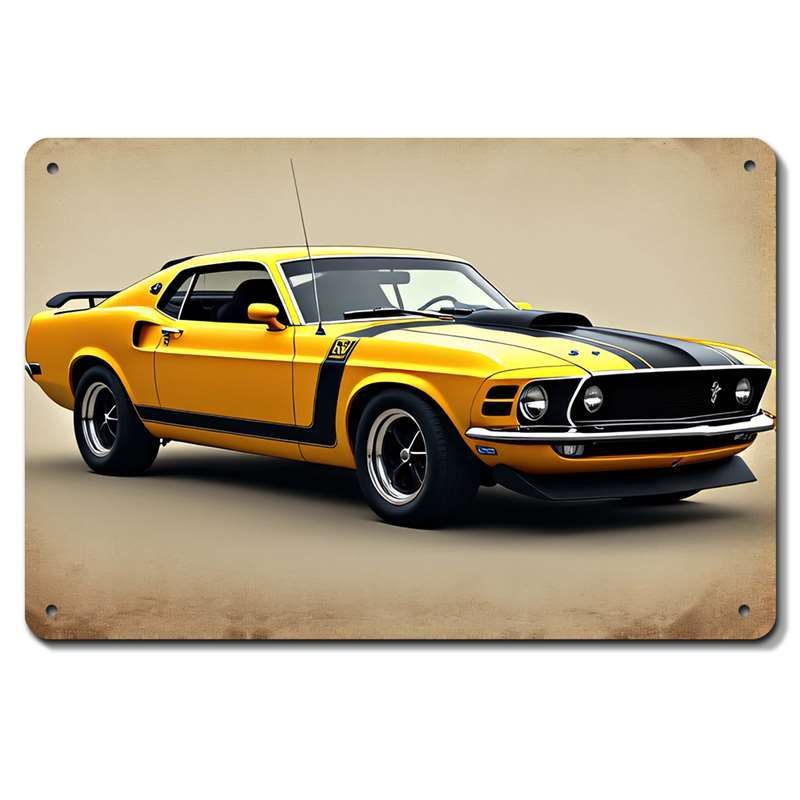 

Vintage Yellow Muscle Car Metal , Aluminum Decorative Sign, 8x12 Inches, Classic , , With Wall Hanging, For Home, Club, Garage, Cafe, Bar, Multipurpose Use Without Electricity