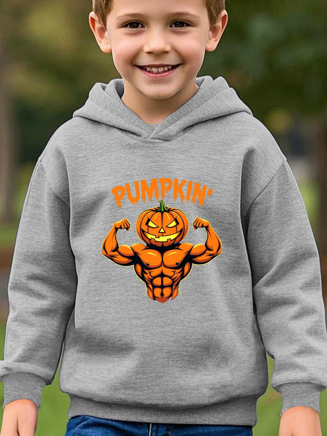 boy's halloween style graphic hoodie casual slightly stretch