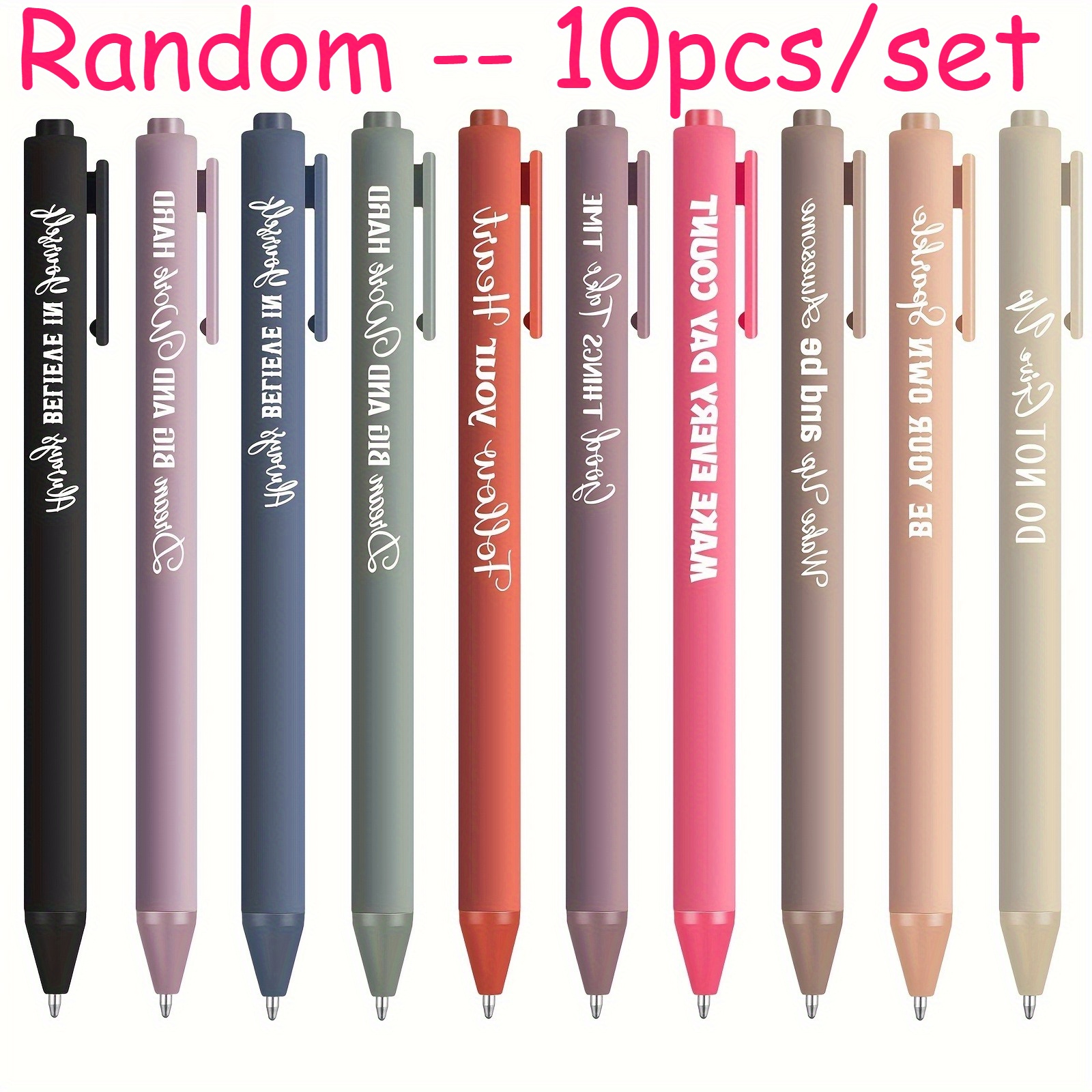 TEMU 10 Retractable Ballpoint Pens, Motivational Pencils, Bulk Quote Pencils, Positive Energy Sayings Gifts, Suitable For Women, Men, Office, School,