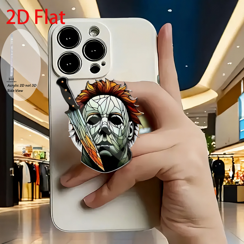 TEMU 2d Flat Fashionable Cute Short Knife Head Acrylic Retractable Mobile Phone Holder, Pop-up Mobile Phone Holder