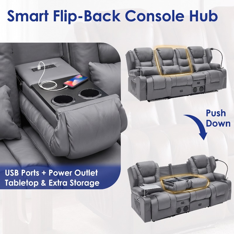 Power Recliner Sofa up to 4 Seat with Dual Consoles, 7 Color LED... product image 8