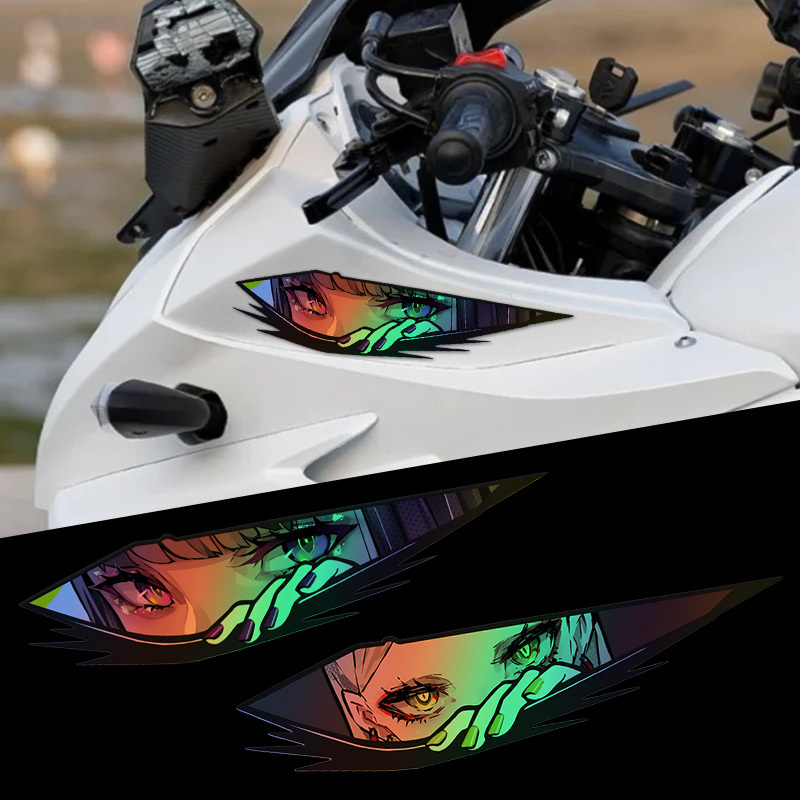 

Autocollant de Moto avec Yeux de Féminin Anime, Style JDM pour Panneaux Latéraux et Réservoir de , Couverture de Rayures pour Voitures et Véhicules Électriques, Matériau PET, 1 pièce