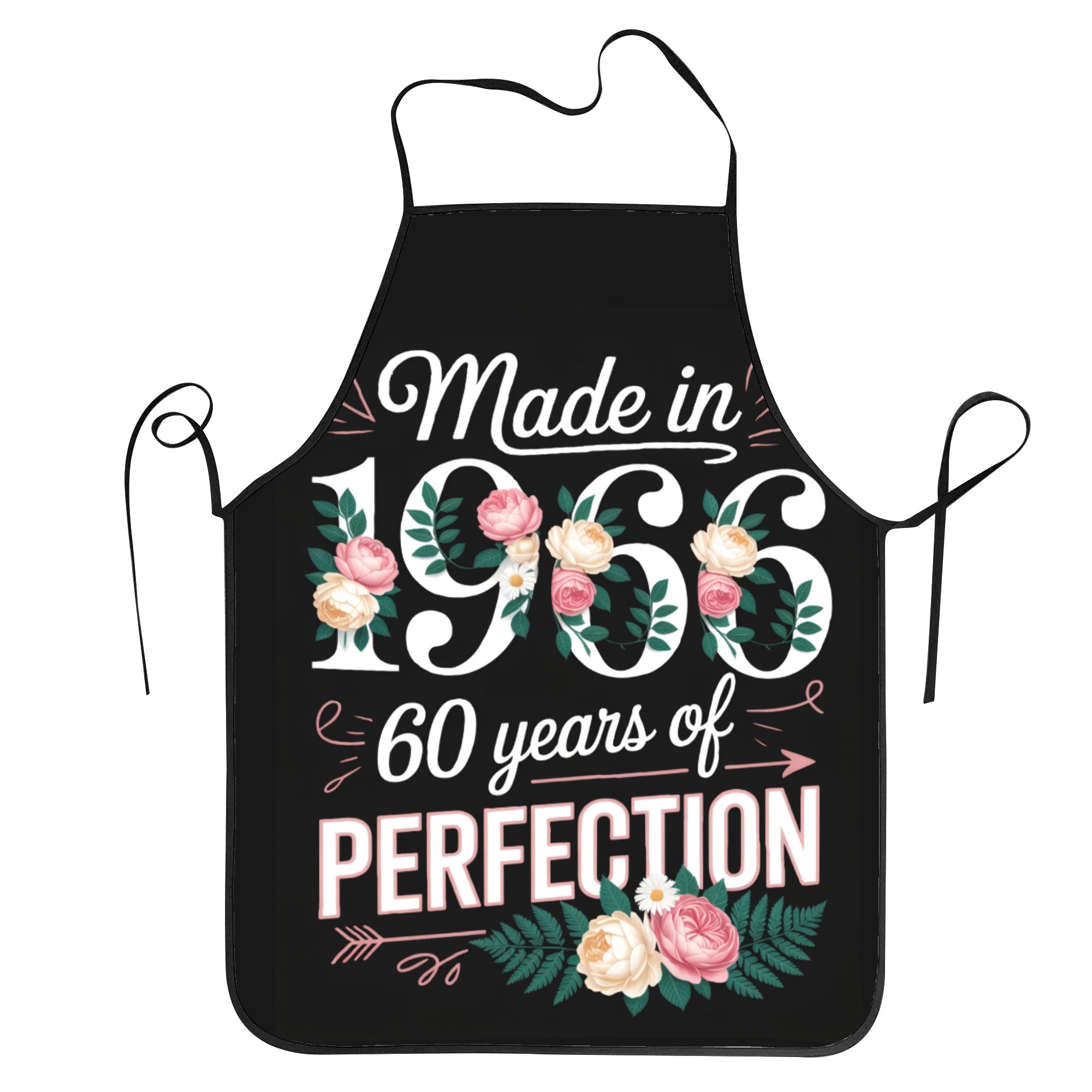 TEMU 60 Years Old Gifts Women Born In 1966 Floral 60th Birthday 5 Apron For Men Women Unisex Adjustable Aprons For Cooking Kitchen Bbq Garden Gift