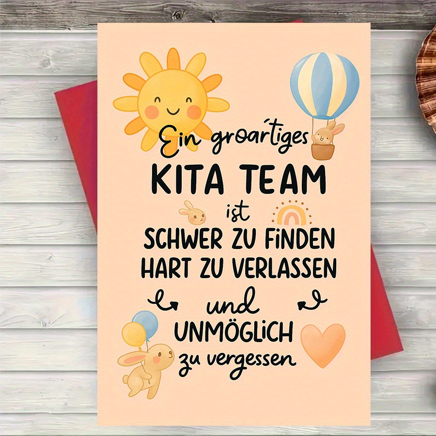 1pc ' Team Thank You Card Featuring Adorable Artwork And A Note' Envelope Greeting Card