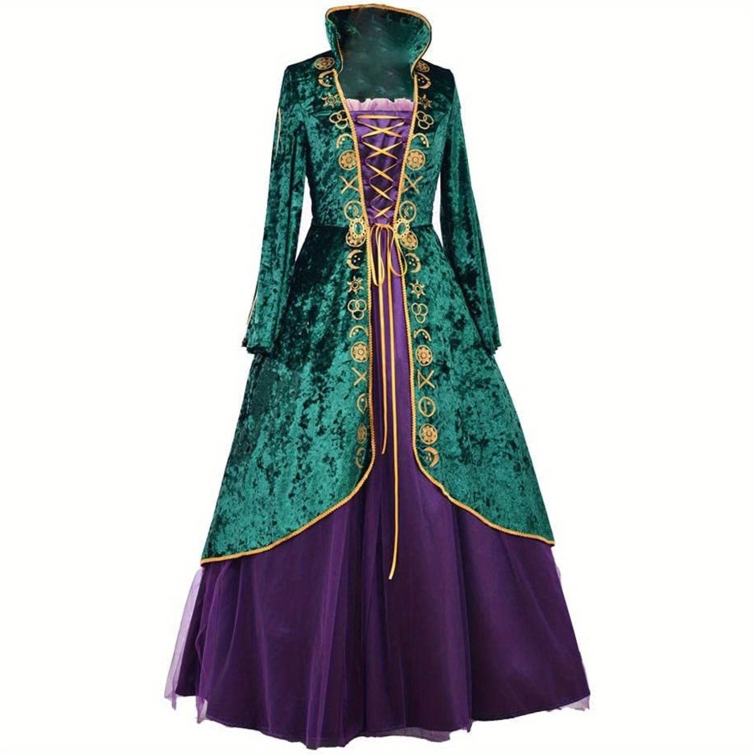 medieval witch costume dress green velvet renaissance robes - Temu