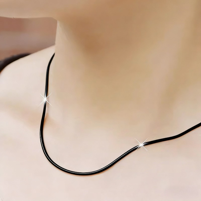 TEMU 1pc Western Style Easy Snake Chain Necklace, Unisex 45-60cm 316l 316l Stainless Steel Necklace, Suitable For Daily Wear, Party Jewelry, Music