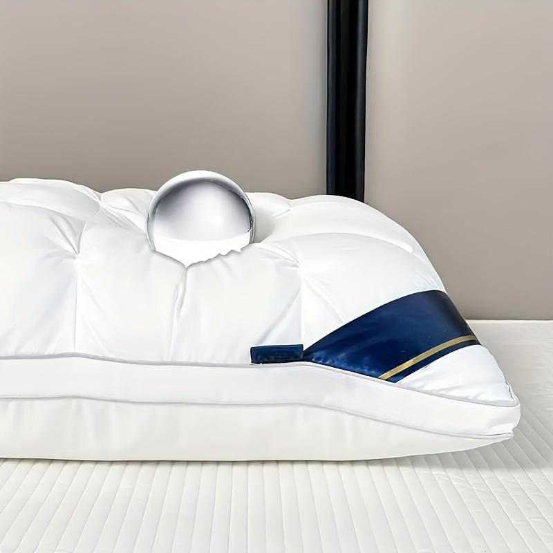 Set of 2 Luxurious Five-Star Hotel Quality Pillows - Designed for Deep Sleep with Neck Support, Featuring High-Density, Non-Flattening Covers Suitable for All Seasons, Made with White Satin And Filled with 100% Polyester