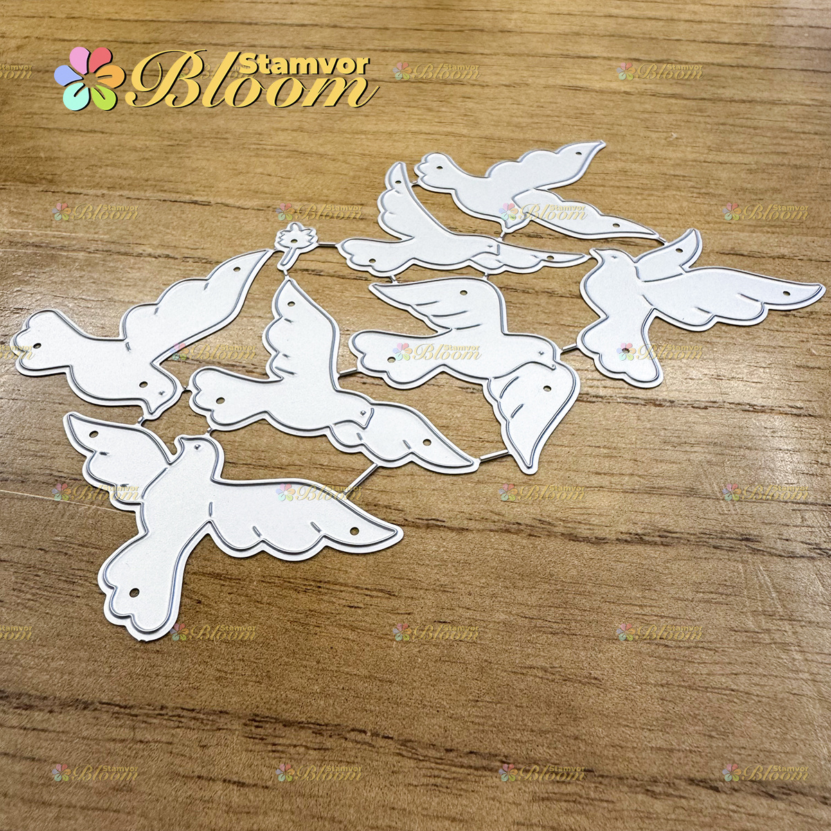 TEMU Original Lovely Birds Of Peace Metal Cutting Dies Diy Scrapbooking Album Greeting Cards Home Decoration Holiday Blessing Handle Hand Made