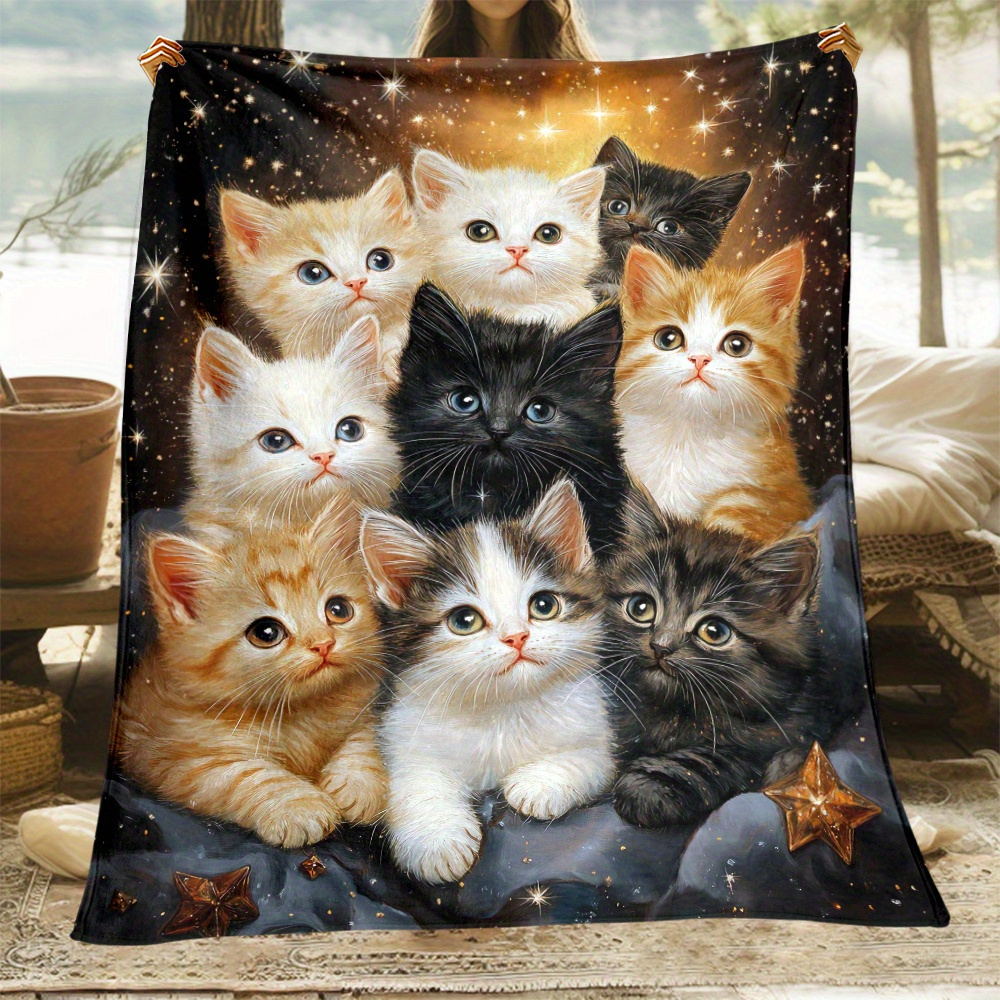 Pattern Cat Fleece Throw Cozy Cat Pattern Fleece Blanket 100