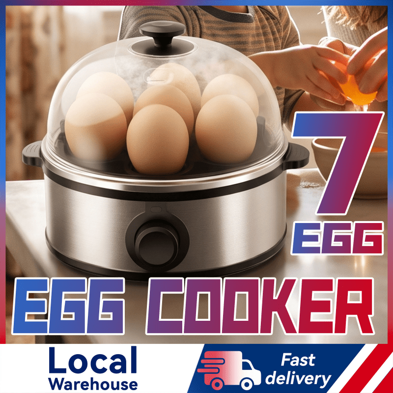 TEMU Egg Cooker, 7 Egg Electric Boiler, Auto Shut-off With Measuring Cup | Stainless Steel Heating Plate, Cooks Soft Medium Hard Boiled Eggs, Quick