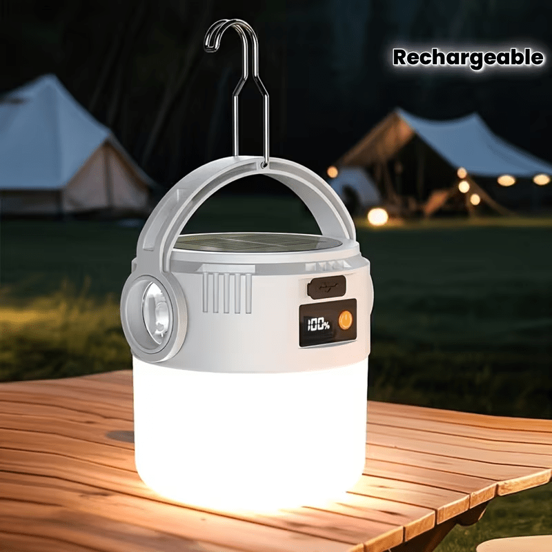 Multifunctional USB Rechargeable Camping Light – Portable Flashlight & Tent Lamp Combo, 2 Modes, IPX4 Waterproof, 300mAh Battery, 2-Hour Charge, Compact 52x52x101mm