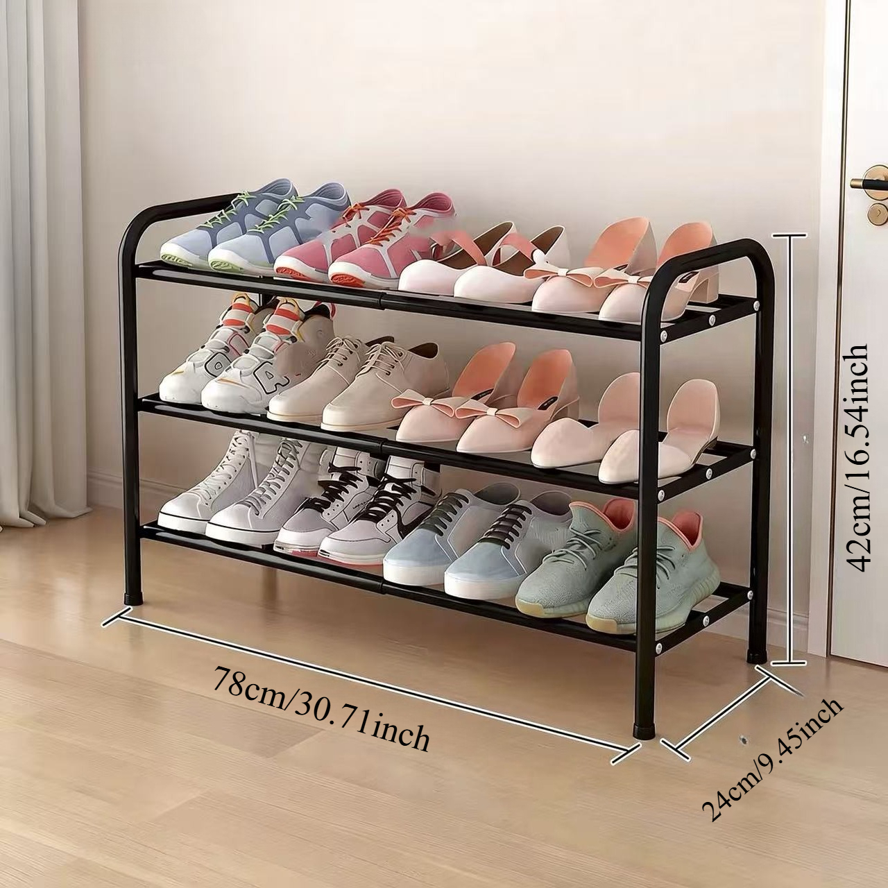 TEMU Étagère à Chaussures Extensible Robuste Tout Métal 4 Niveaux/3 Niveaux/2 Niveaux | Cadre Solide et Durable | Télescopique Réglable | Extensible