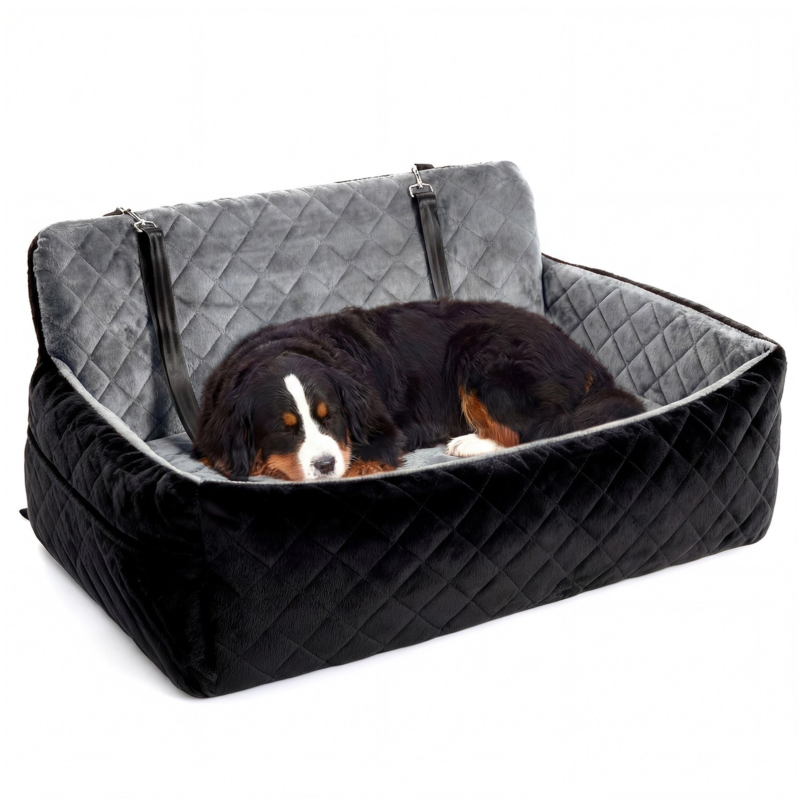Image of Car Dog Bed Light Gray Soft Warm Pet Travel Seat Cushion Portable Vehicle Safety Nest