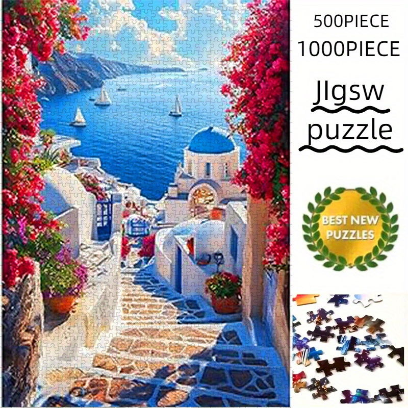 TEMU 1000/500pcs Paper Puzzle, Santorini Town , , Suitable For Puzzles, Home Decor Puzzle, Christmas Puzzle, Valentine's Day Puzzle, Birthday Puzzle,