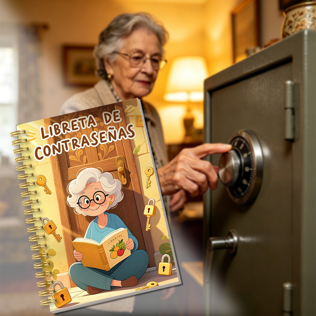 TEMU 1 organizador personal, versión en español, libro de contraseñas de con dibujos de frutas, grabación de información de de sesión de sitios web,