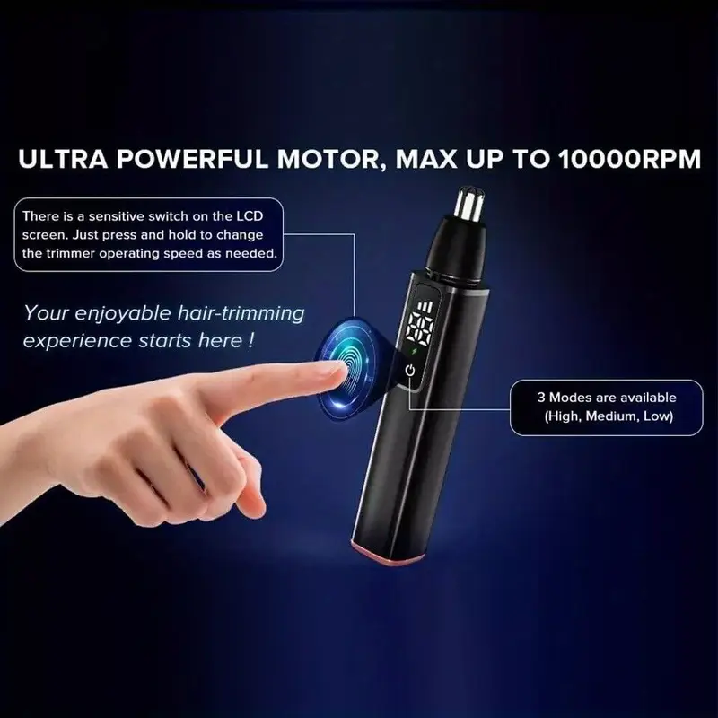 ear and nose hair trimmer with led display usb rechargeable nose trimmer portable washable cutter head ear trimmer led display all metal body vacuum cleaning fathers day gift Product details 4