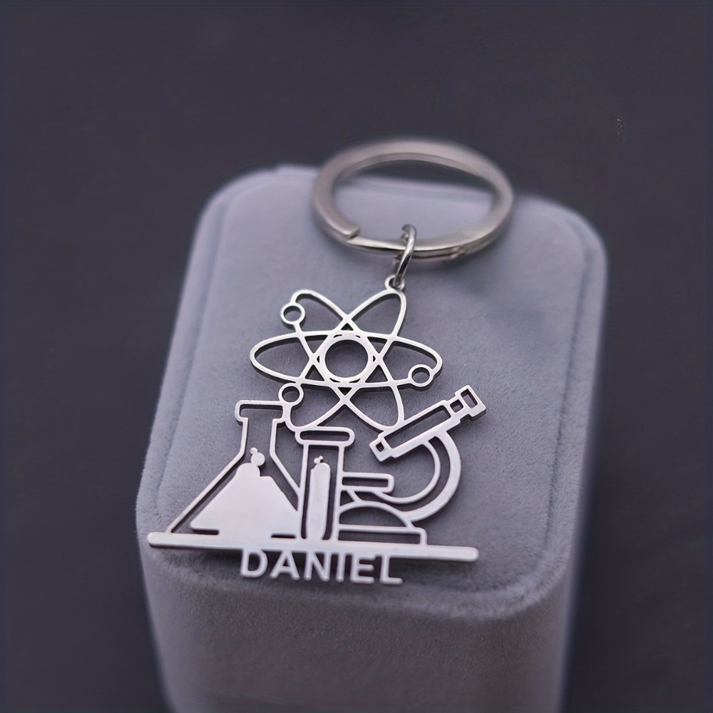 TEMU Custom Microscope Keychain - Chainless, Microscope Design, Chemistry And Biology Lab Equipment, Birthday/christmas/halloween Graduation Gift For