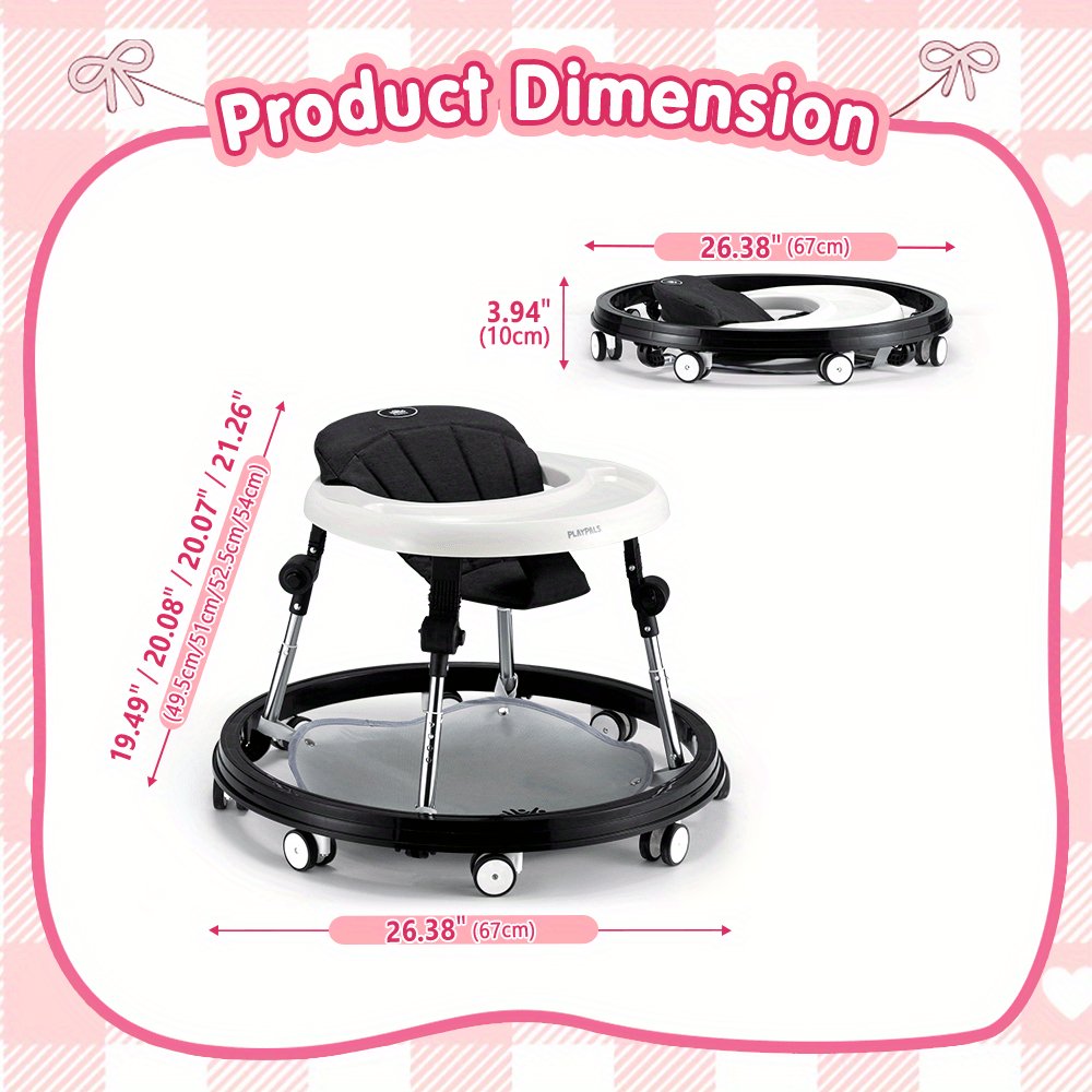 Playpals 3-IN-1 Baby Walker Adjustable Stroller Kids Ride On Toy Black, Stroller for Baby, Ride On Car, Stroller, Mobility, Compact Design, Lightweight Stroller, Durable Construction, Sturdy Frame, Push Walker, Toy For Old, Baby Toy - Image 8