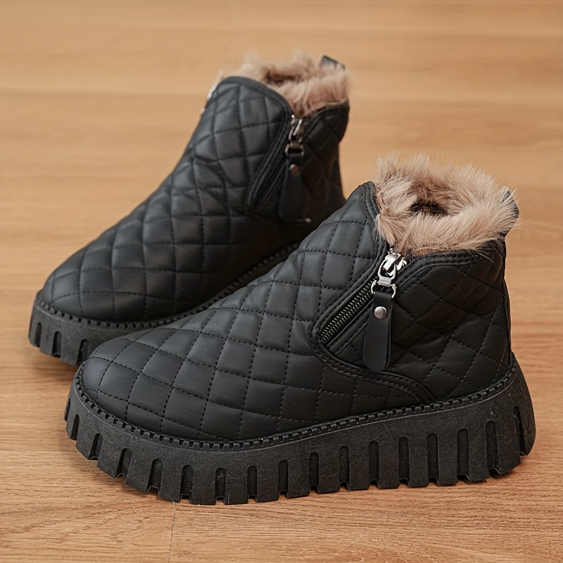 Women's Zip-Up Round-Toe Ankle Boots for Winter