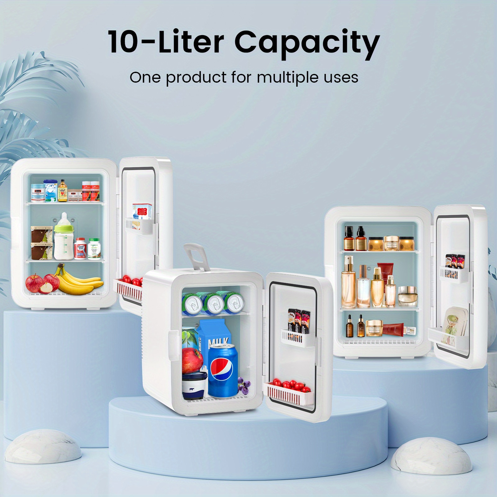 2.64gal/26lbs Mini Freezer Refrigerator with Fast Ice Maker, Compact Portable Freezer with Removable Glass Shelf & Chalkboard Door - Ideal for Dorm, Office, Bedroom, Garage - Energy Efficient Mini Fridge for Small Spaces, Office Refrigerator, Stylish Appliance, Durable Construction, Urban Dwellers