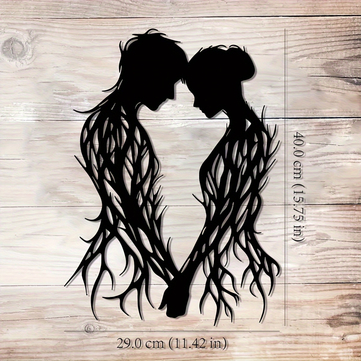 1pc Large Couple-themed Metal Wall Art - Elegant Silhouette Heart Sculpture For Indoor/outdoor Spaces | Perfect Gift For Anniversaries, Christmas, | Detailed Metal Wall Sculpture