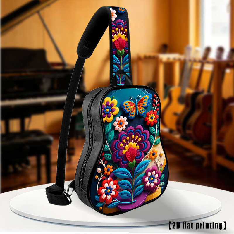 Bolso bandolera bordado con flor y mariposa, mochila para senderismo, chaleco, impresión plana 2D, correa de hombro ajustable, gran capacidad, adecuado para ciclismo y senderismo al aire libre para hombres y mujeres
