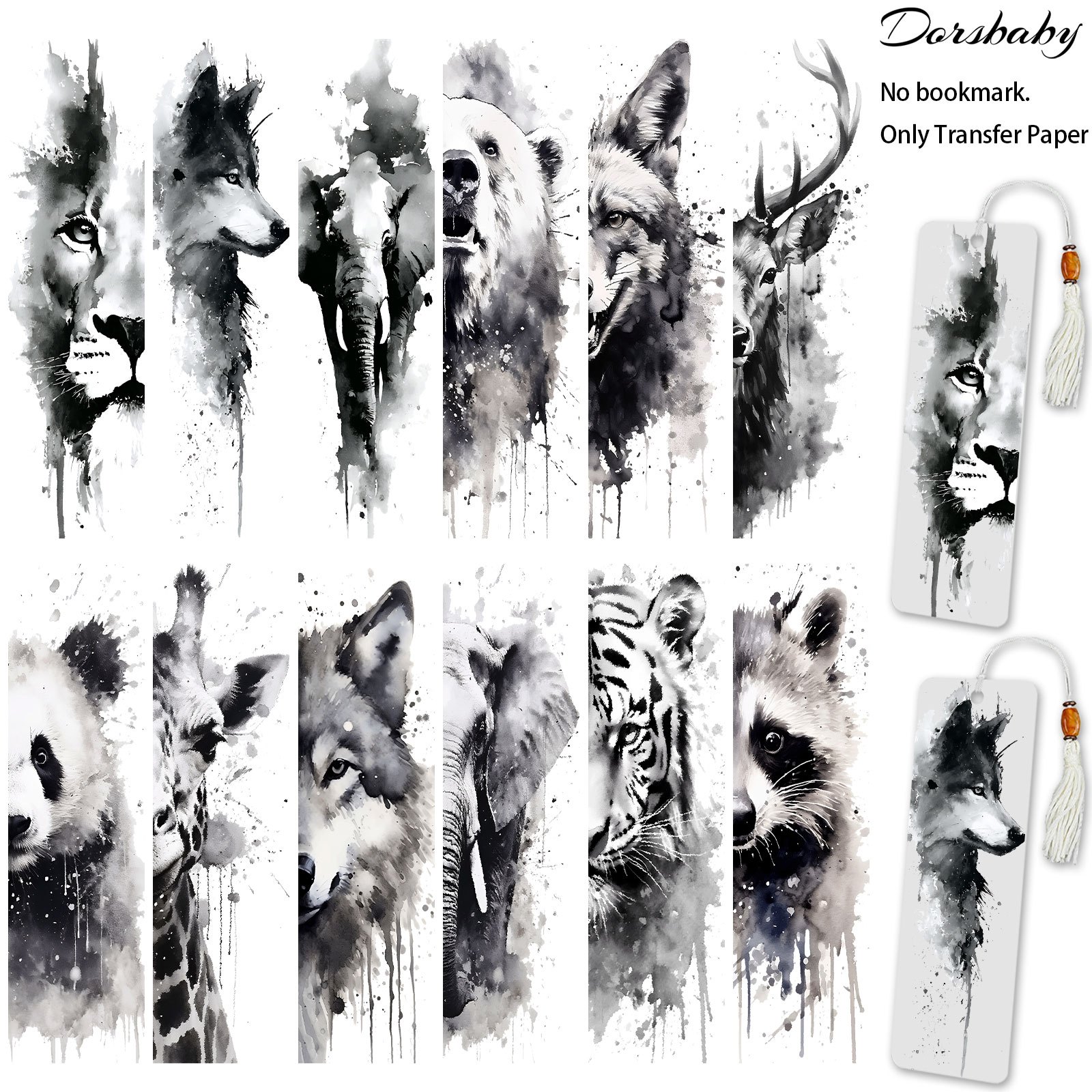 TEMU 24 pezzi/Set di adesivi UV DTF a tema animali e per segnalibri, decorativi per e cancelleria, trasferibili a sfregamento per cover di telefoni,
