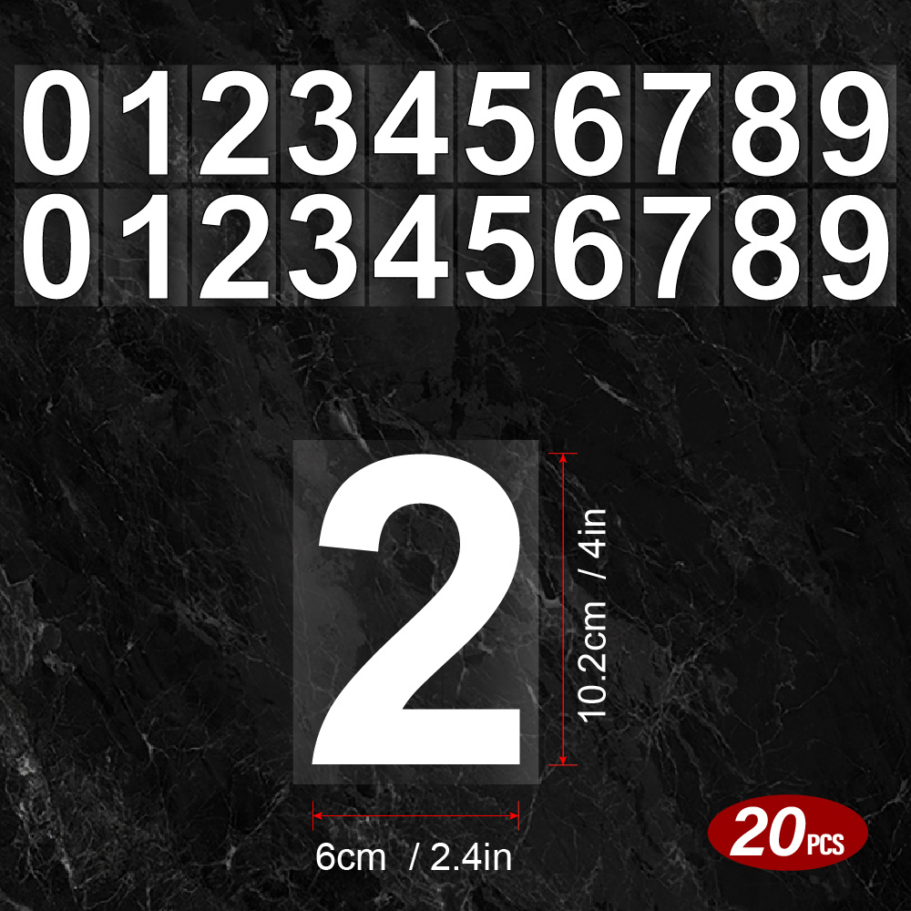20pcs Zn Art Compatible For Mailbox Numbers 0-9 Diy Reflective Address Stickers - Vinyl Die-cut Numbered Decals (0-9) For House Numbers, Mailboxes,, Motorcycles,, Boats - , No Residue