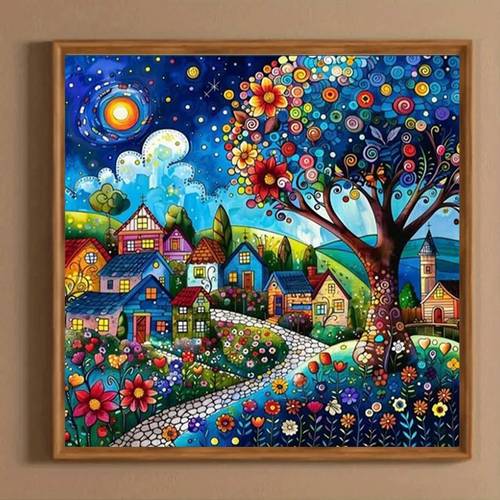 1pc craft starry village diamond painting full diamond living room decoration handmade diamond painting adult home bedroom living room study bathroom wall decoration holiday gift