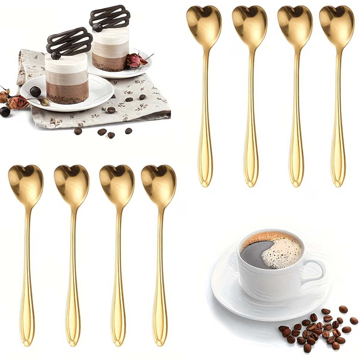TEMU 8pcs Stainless -shaped Coffee Spoons, Creative Stirring Spoons, Dessert Spoons, Christmas Party Restaurant Supplies, Cutlery Kitchen Supplies,