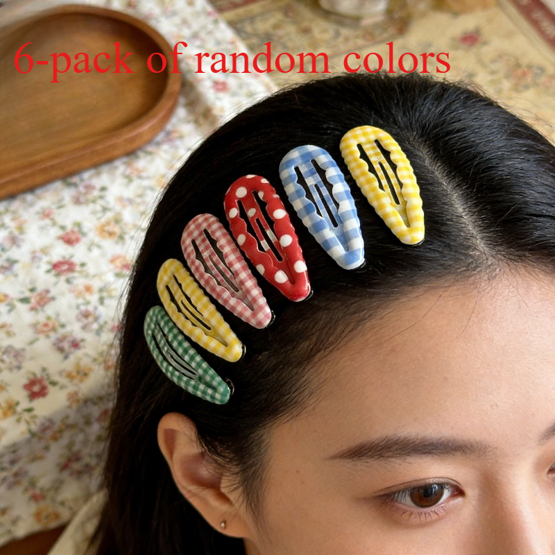 TEMU Confezione casuale di 6 forcine per capelli a quadri con bordo ondulato, forcine Y2K a , adatte per capelli ribelli, e versatili, per l'uso ,