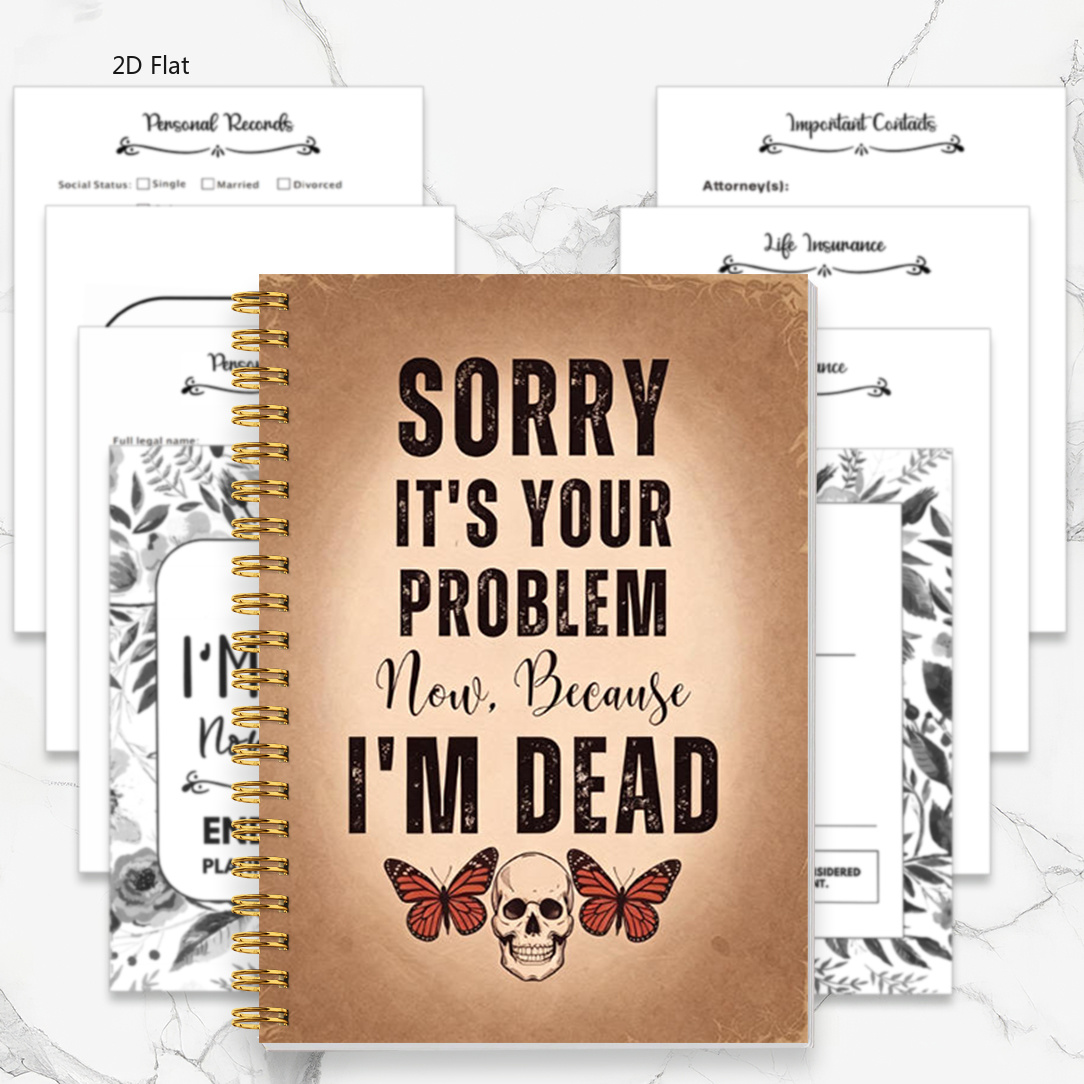 TEMU 2d Flat Planners: End-of-life Wishes And Handbook. A Care Planning Notebook In A5 Size, Featuring A Vintage And Text Pattern Cover. Includes