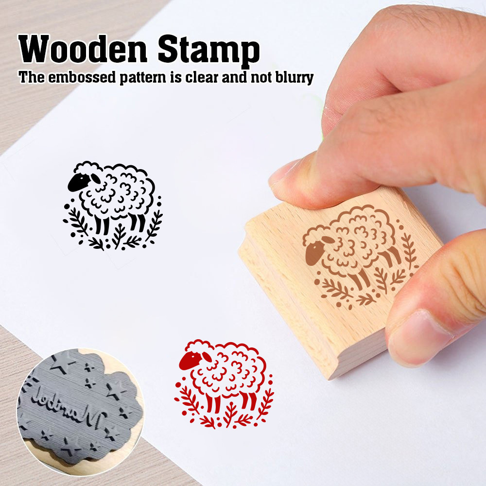 Delicate Pastoral-Style Little Lamb Wooden Stamp