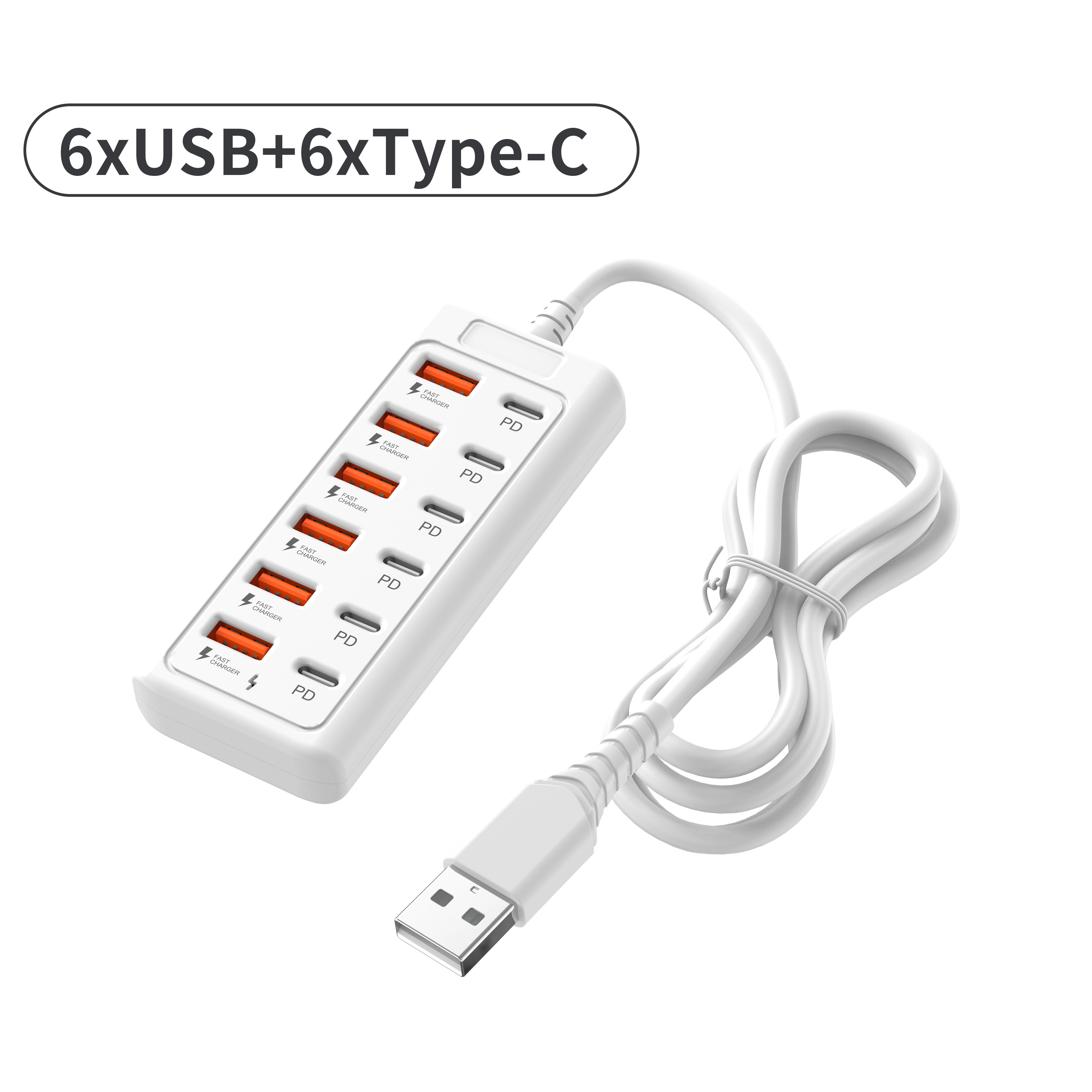 TEMU 12-port Usb Charging Station, Usb-c Fast Charging With 6 Pd Type-c Ports   6 Usb-a Ports, Desktop Charger Block For Mobile Phones, Ipads,