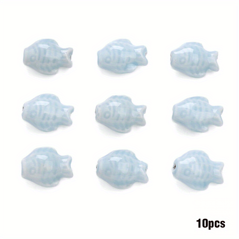 10pcs Handmade Ceramic Fish Beads for DIY Bracelets