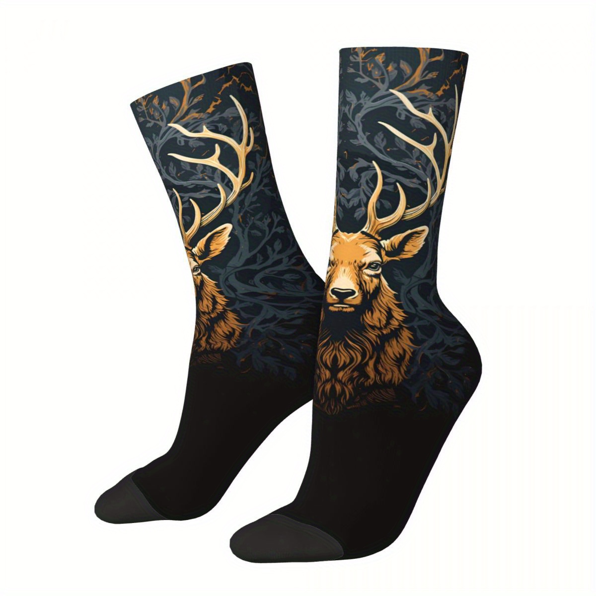 E-shop Happy Herrensocken Goldene Geweih Majestätische Hirsch Retro Street Socke Geschenk Muster Druck