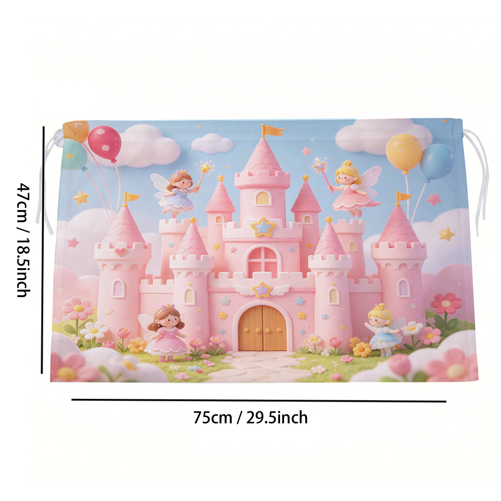 TEMU Car Sunshade, Pink Castle Pattern, Suction Cup Side Curtain, Privacy Window Curtain, 2d Flat Car Interior Accessory Blinds, Suitable For Travel,